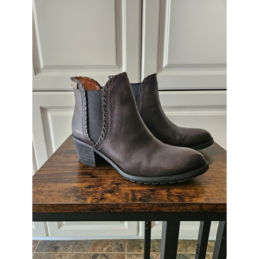 Pikolinos Andorra Gray Leather Chelsea Boots Western Boho Granola Rustic Earthy